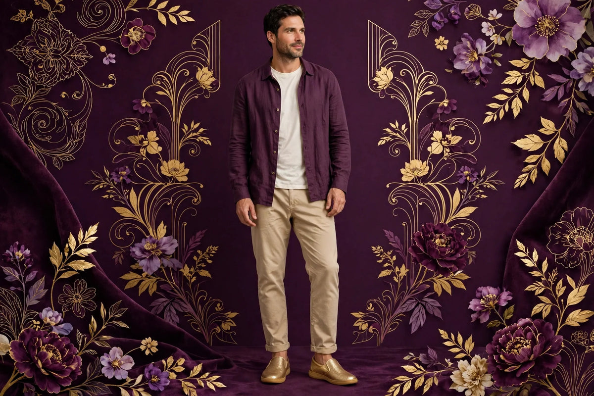 Man wearing Gold Men's Casual Slip-On Shoes