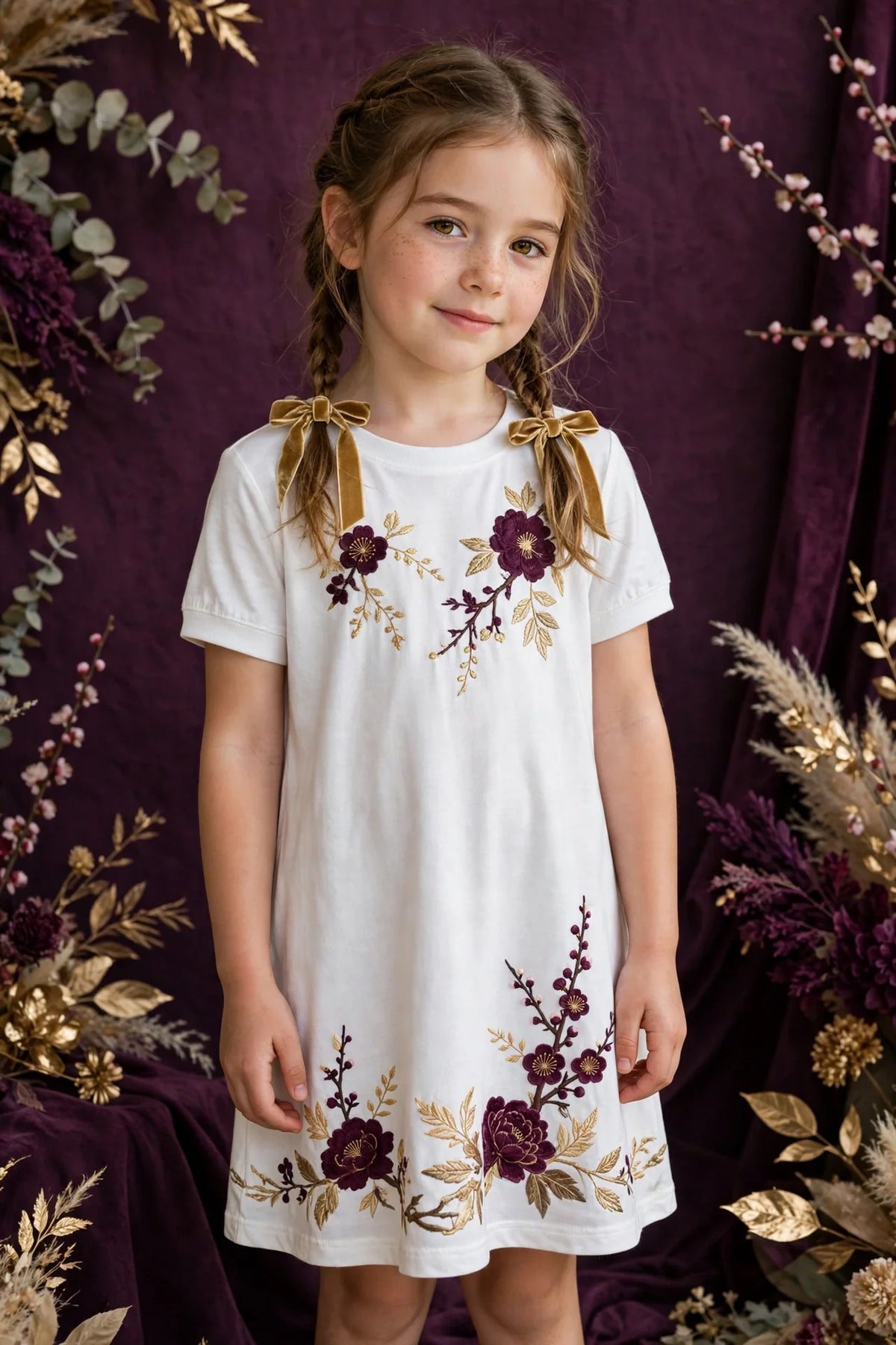 Girl wearing White Kids Soft Jersey Dress