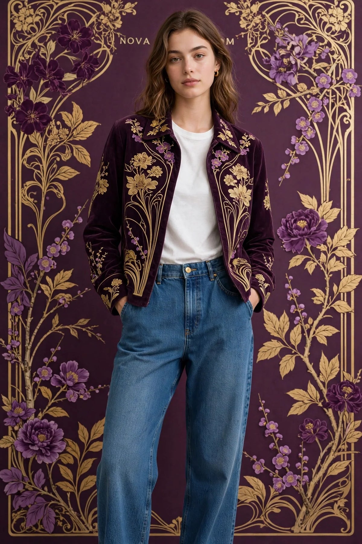 Person wearing Blue Relaxed Fit Denim Jeans