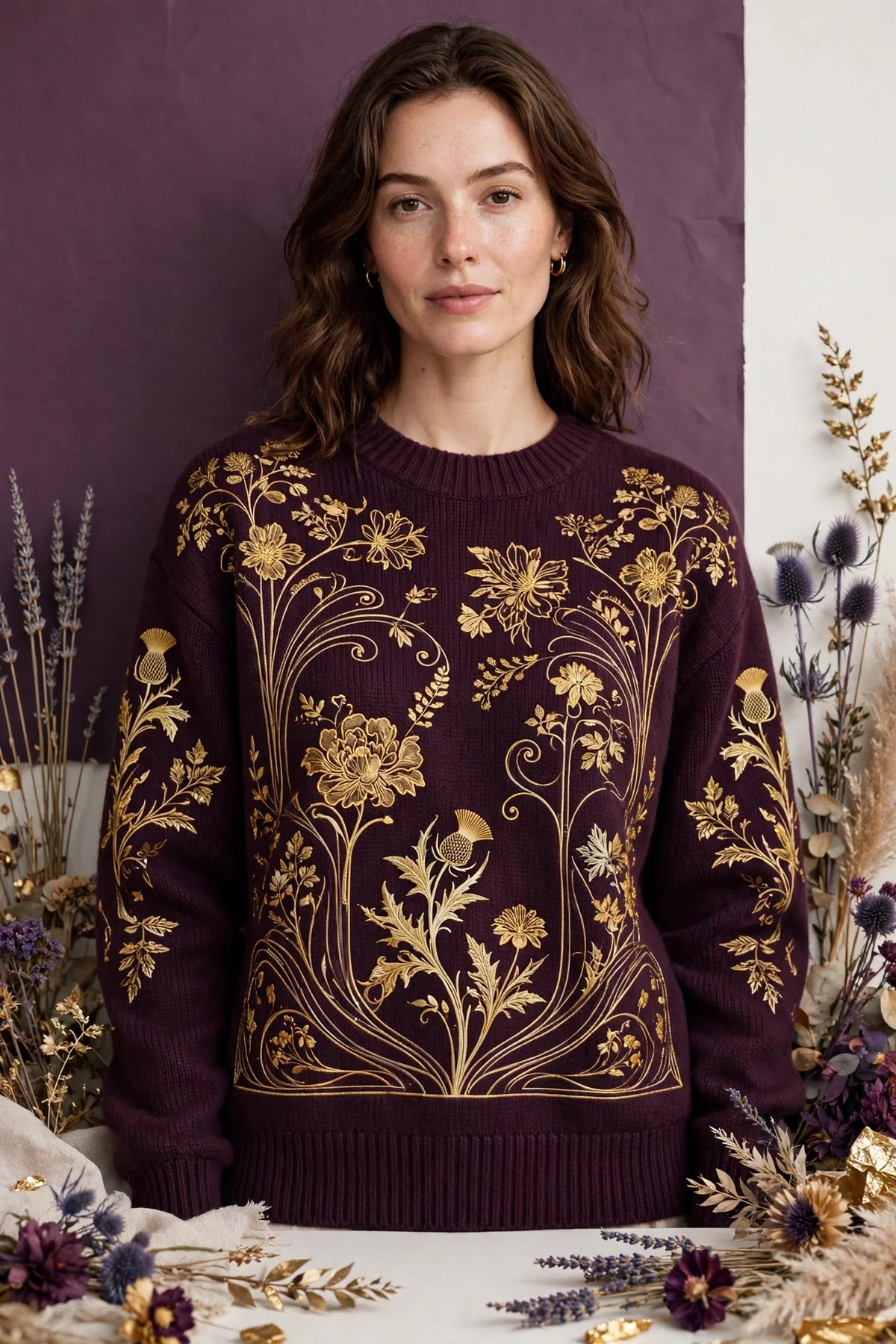 Person wearing Purple Terracotta Wool Pullover