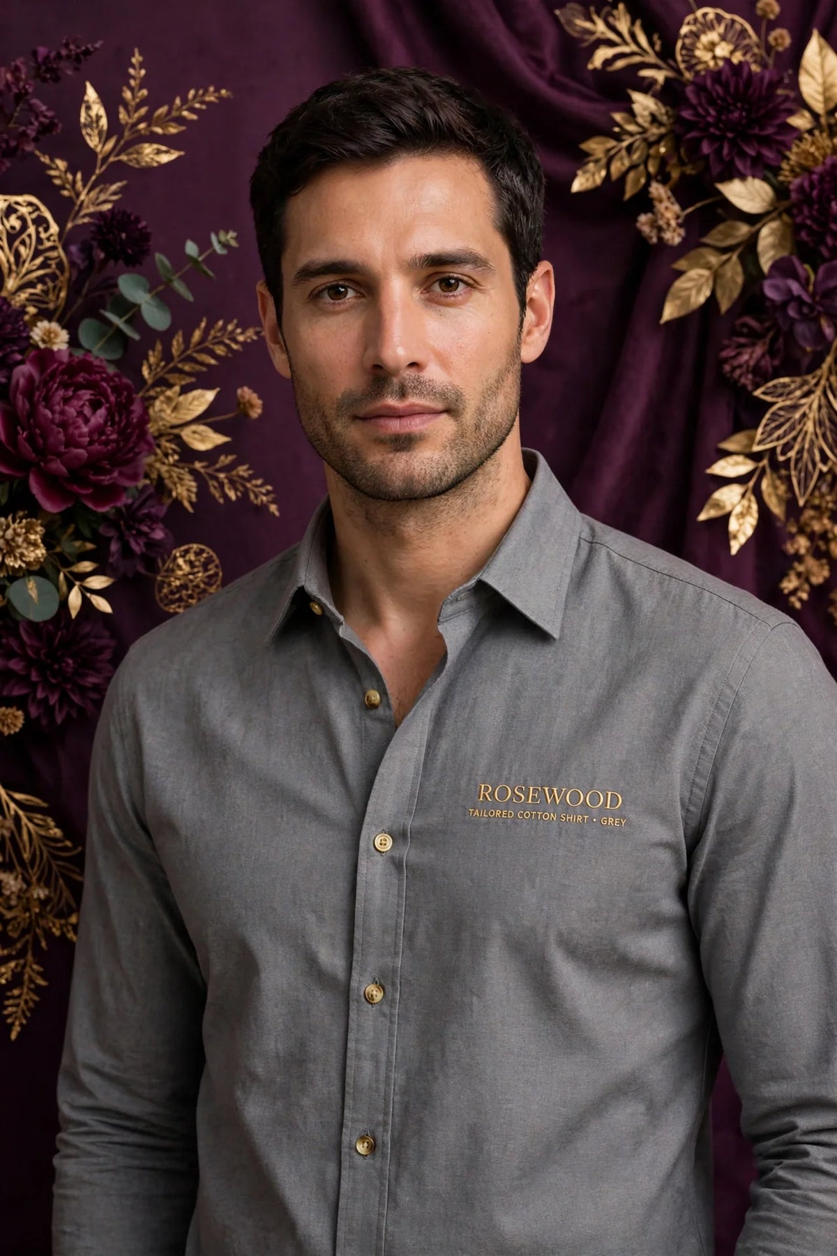 Person wearing Grey Rosewood Tailored Cotton Shirt