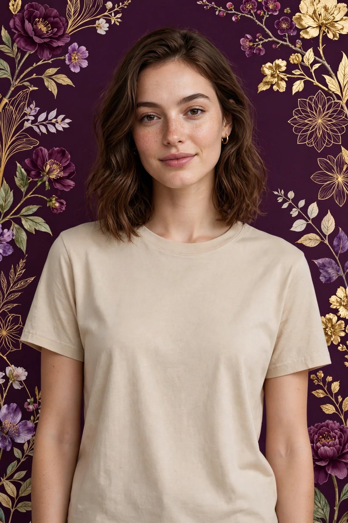 Person wearing Beige Soft Everyday Cotton T-Shirt
