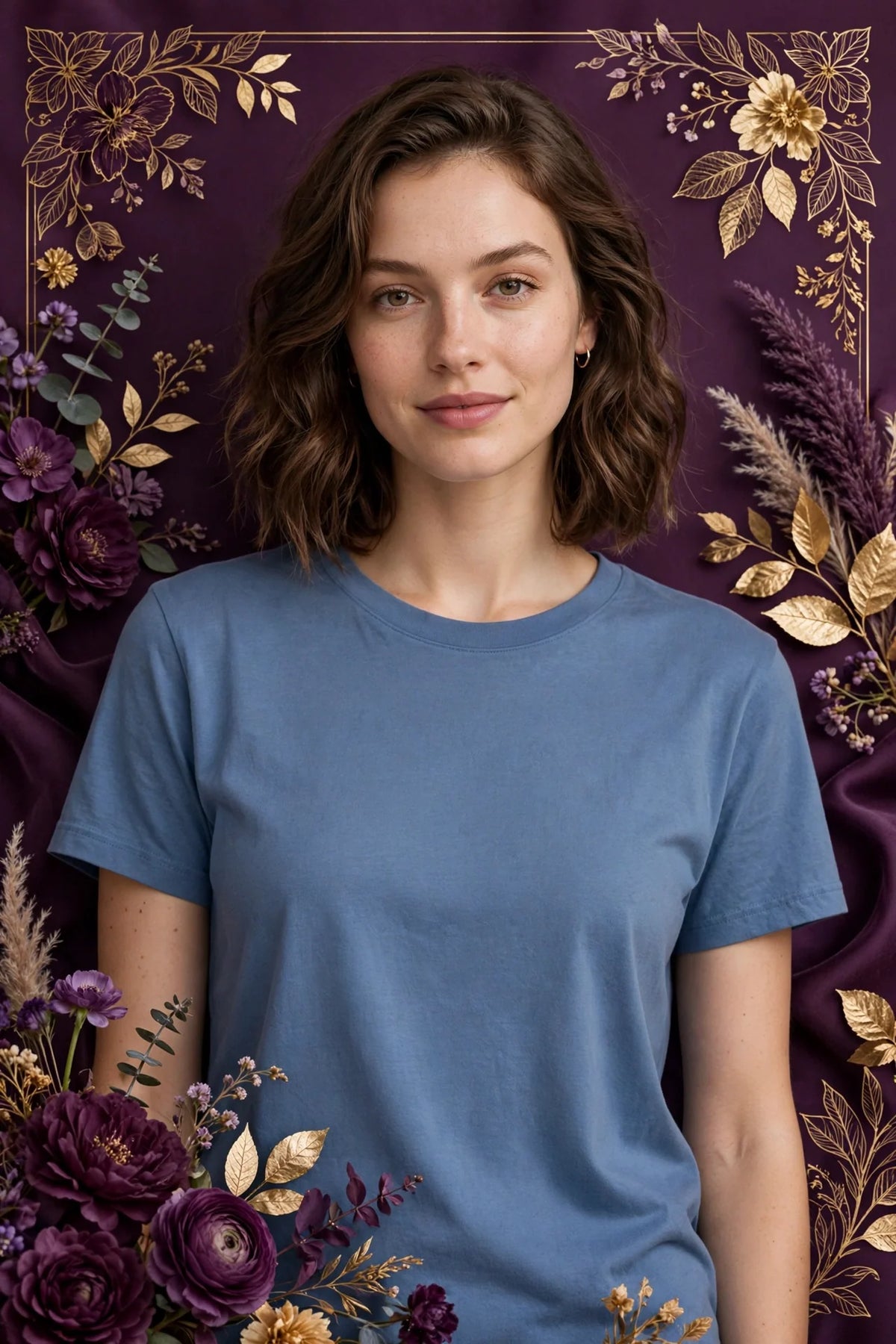 Person wearing Blue Soft Everyday Cotton T-Shirt
