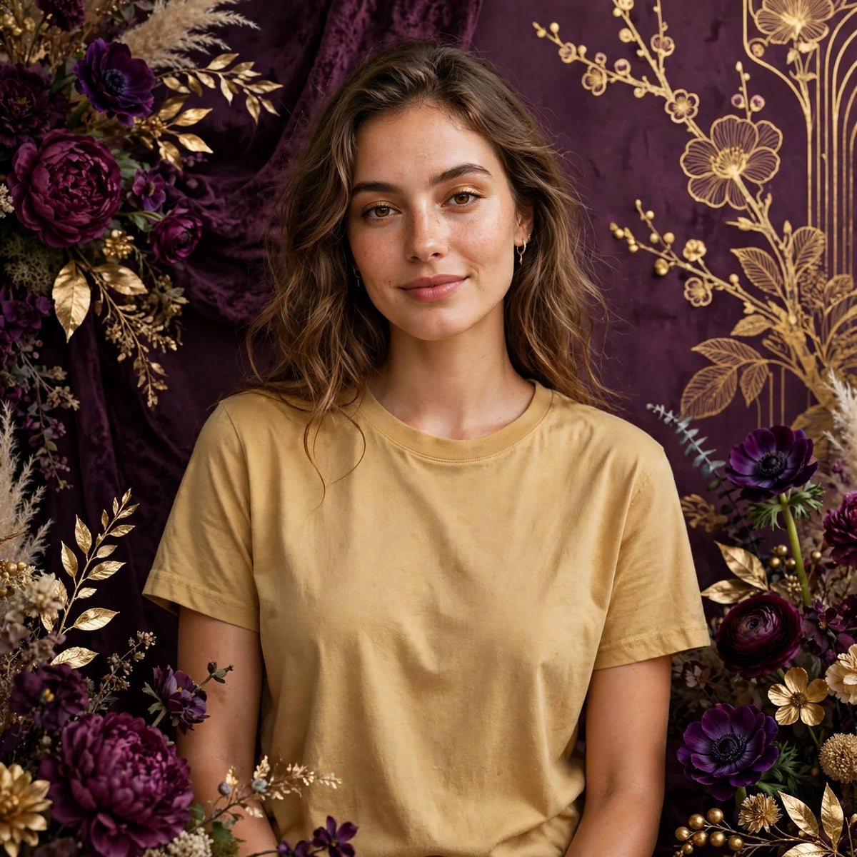Person wearing Gold Soft Everyday Cotton T-Shirt