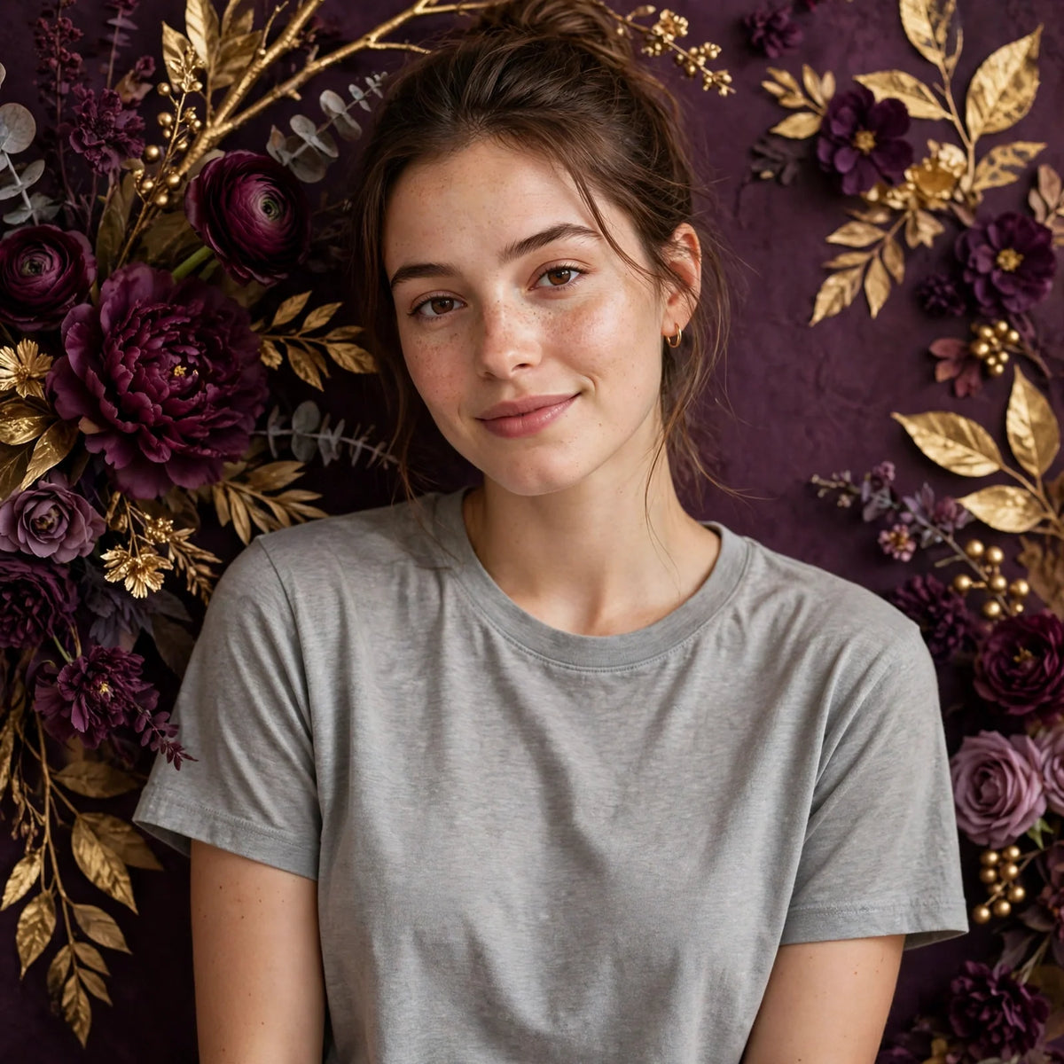 Person wearing Grey Soft Everyday Cotton T-Shirt