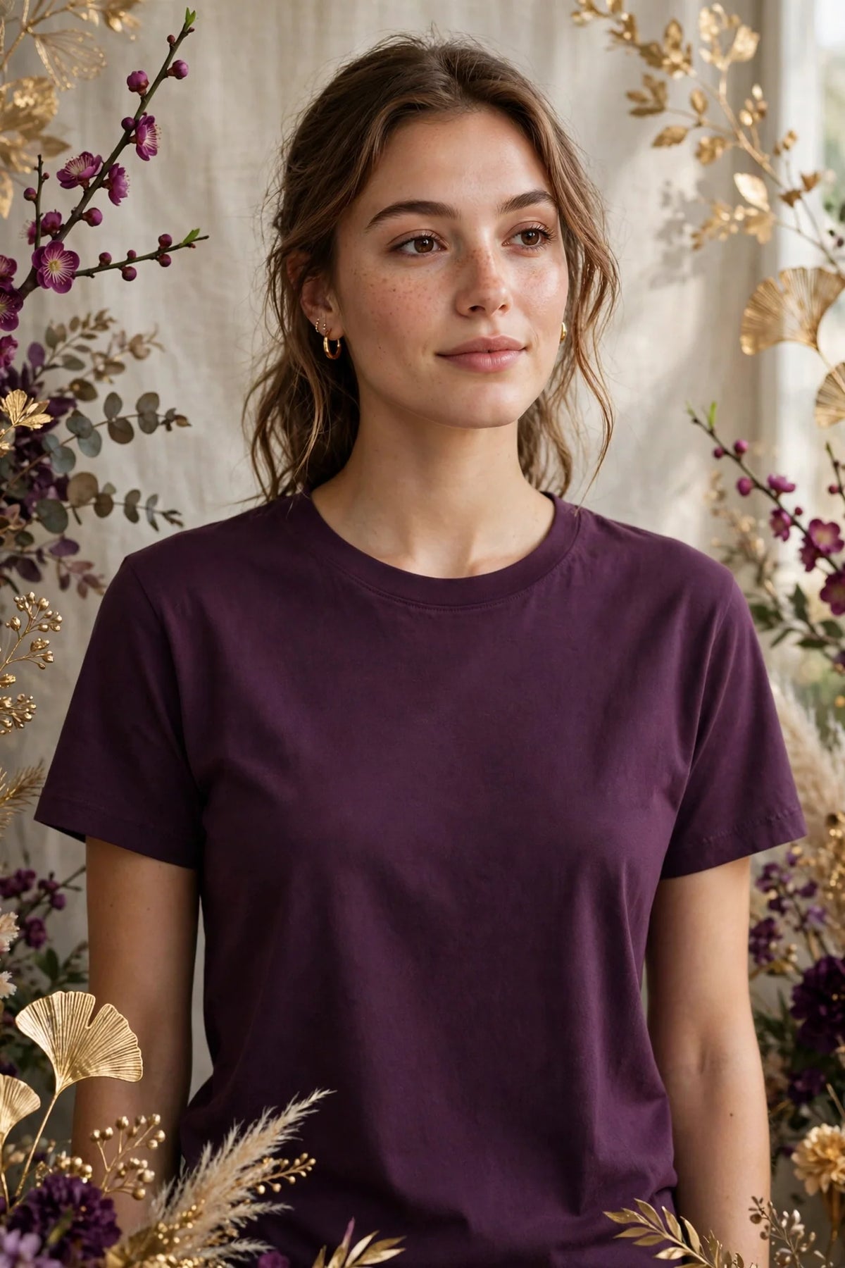 Person wearing Purple Soft Everyday Cotton T-Shirt