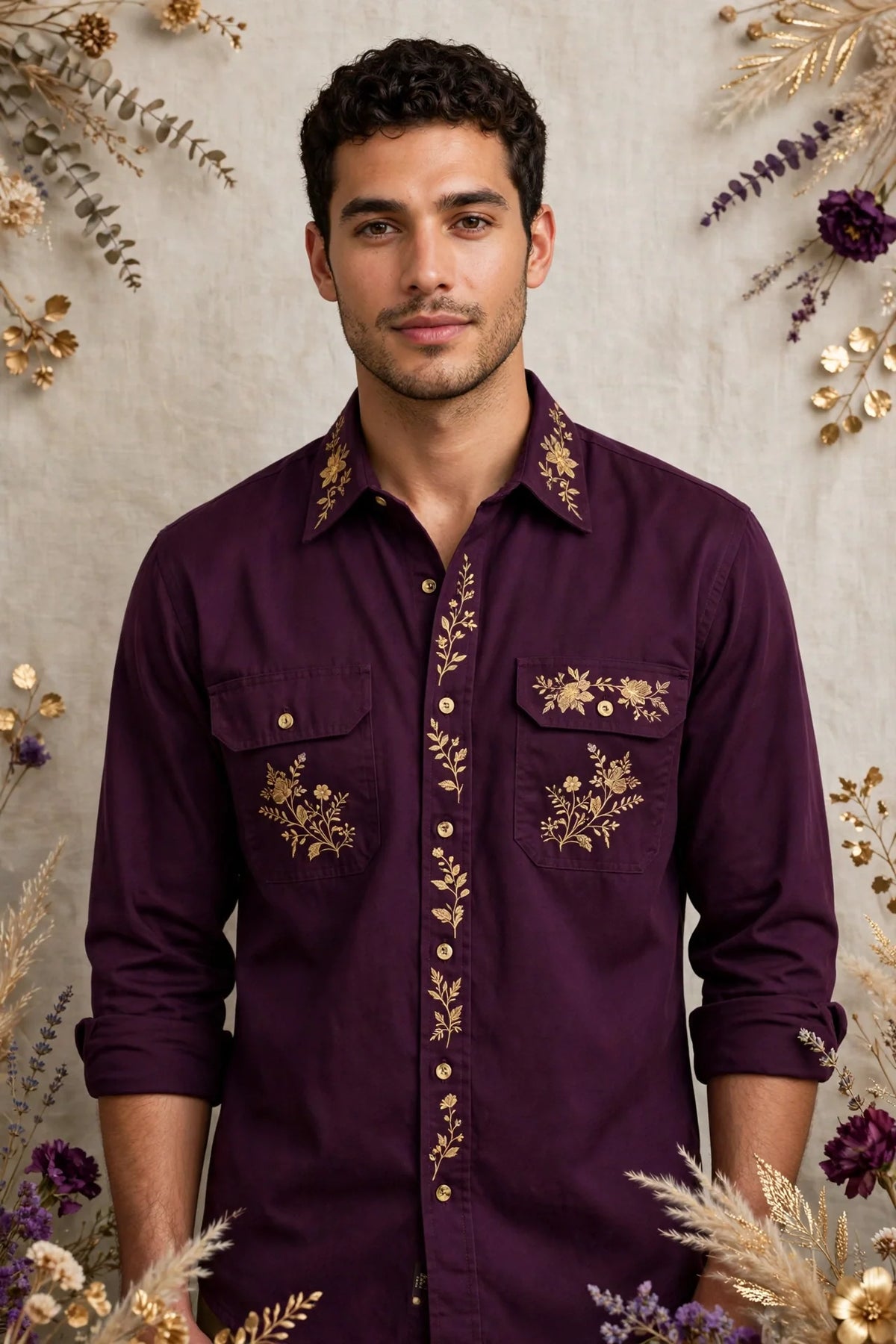 Person wearing Purple Everyday Workwear Button Shirt