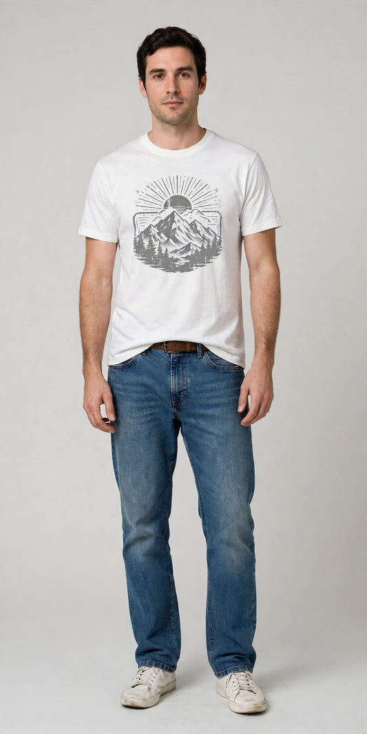 Man wearing White Casual Everyday Crewneck Tee
