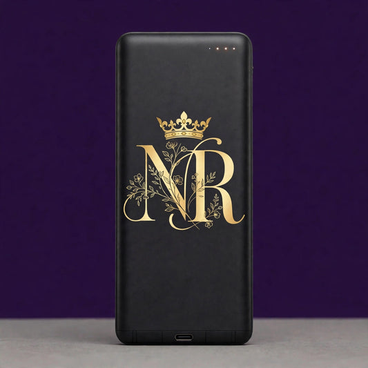 Nova Royal Portable Power Bank 10000mAh in Black with gold Nova Royal NR logo