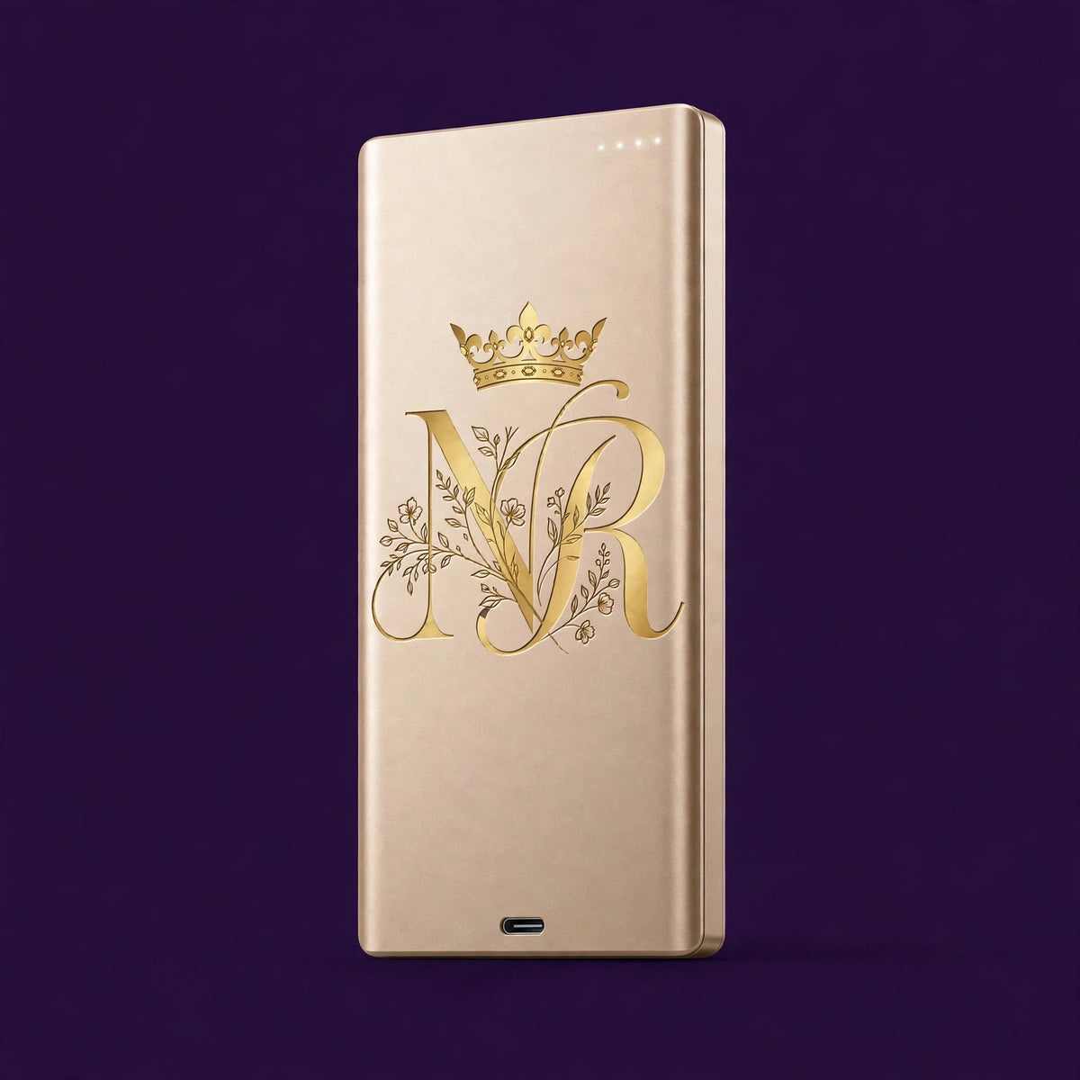 Nova Royal Portable Power Bank 10000mAh in Gold with gold Nova Royal NR logo