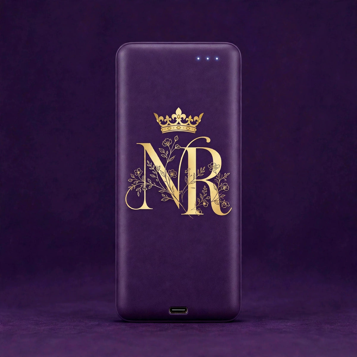 Nova Royal Portable Power Bank 10000mAh in Purple with gold Nova Royal NR logo