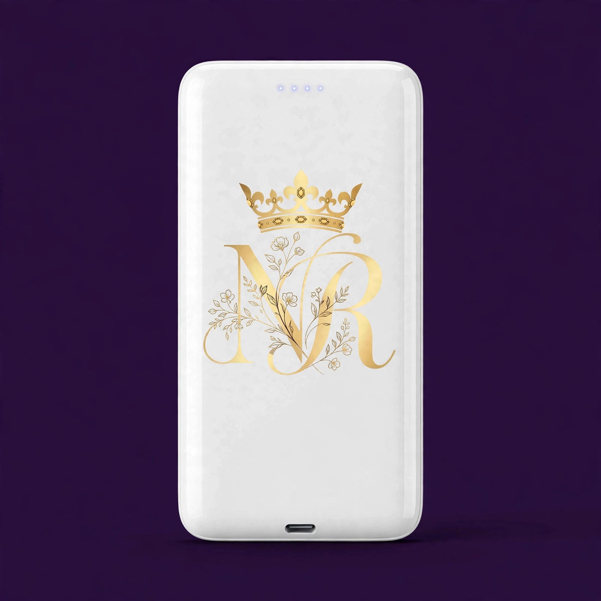 Nova Royal Portable Power Bank 10000mAh in White with gold Nova Royal NR logo