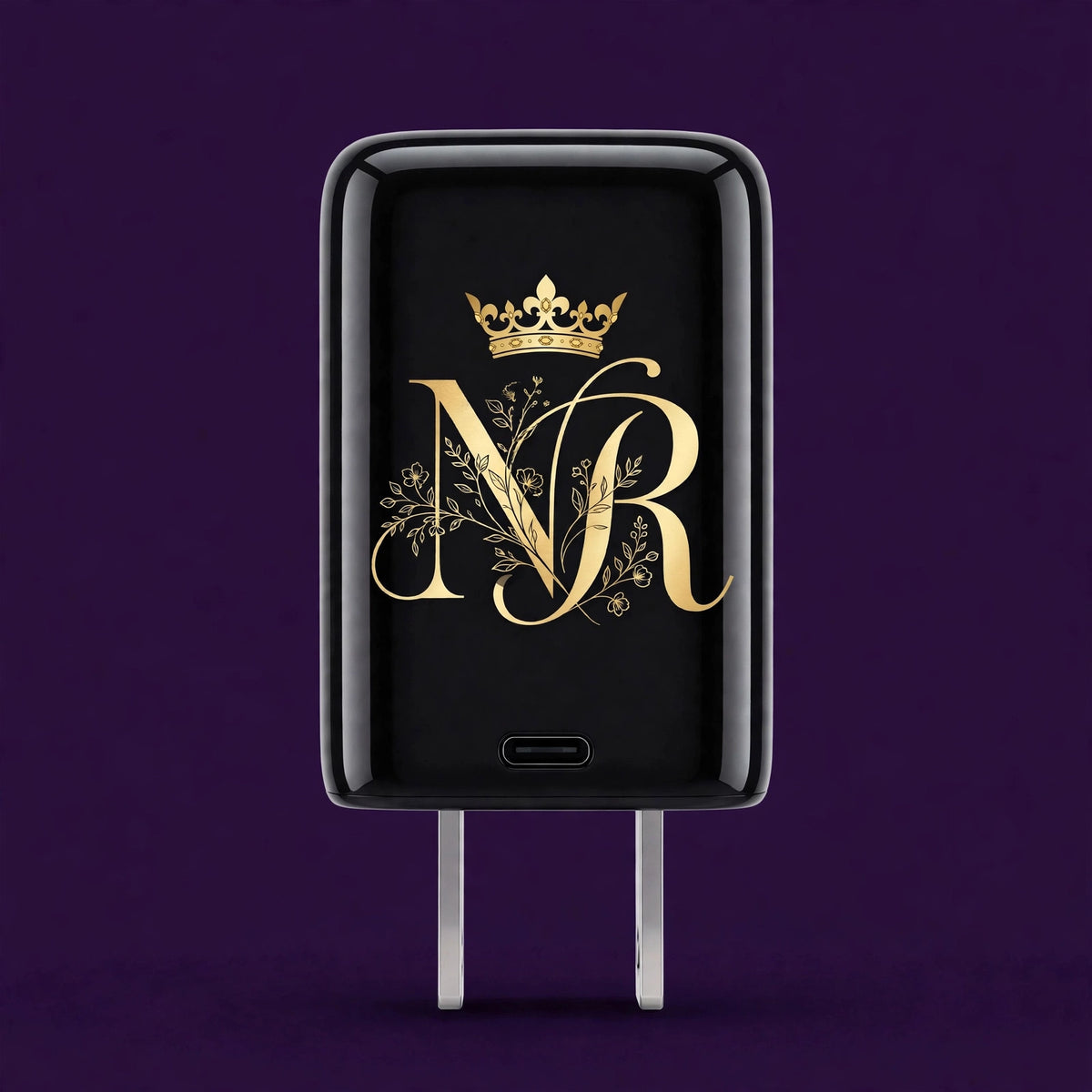 Nova Royal USB-C Fast Wall Charger in Black with gold Nova Royal NR logo