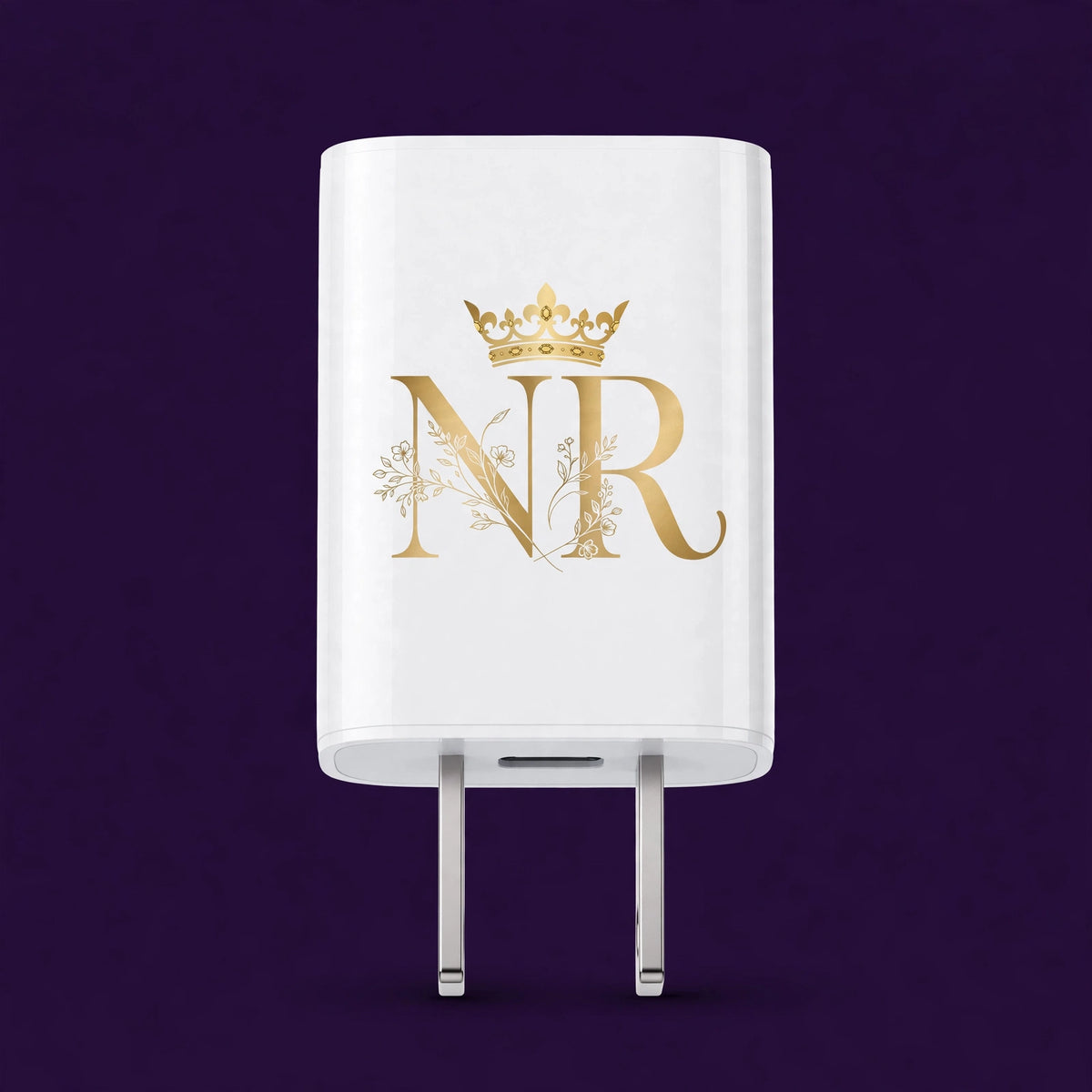 Nova Royal USB-C Fast Wall Charger in White with gold Nova Royal NR logo