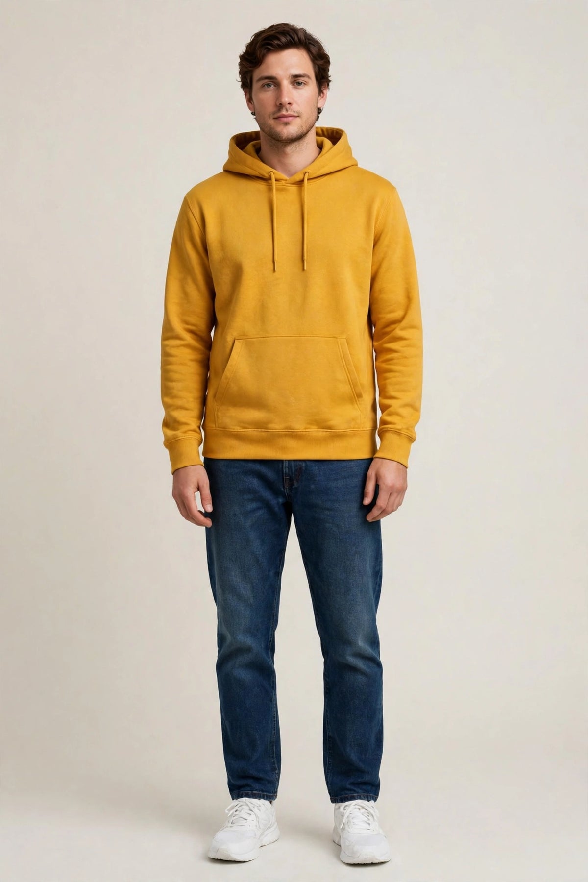 Person wearing Gold Soft Grey Hoodie