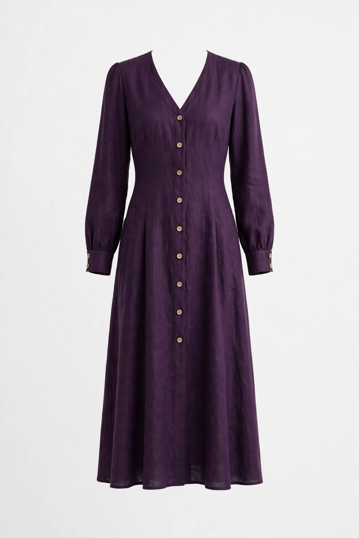 Purple Linen Midi Dress