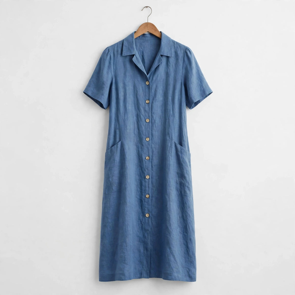 Purple Linen Midi Dress - Blue
