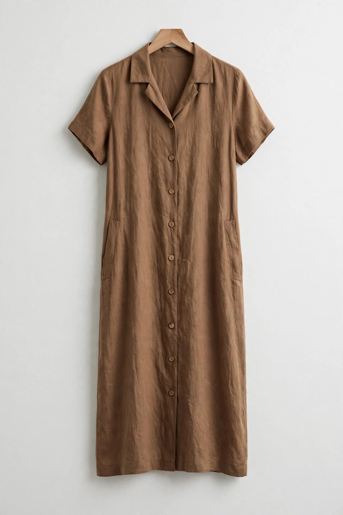 Purple Linen Midi Dress - Brown